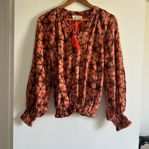 Anthropologie Porridge Orange Elisabeth Peasant Blouse size Small EUC - Picture 2 of 7